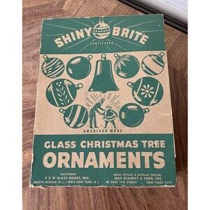 Vintage EMPTY Shiny Brite Christmas Tree Ornaments *BOX ONLY* Made in USA